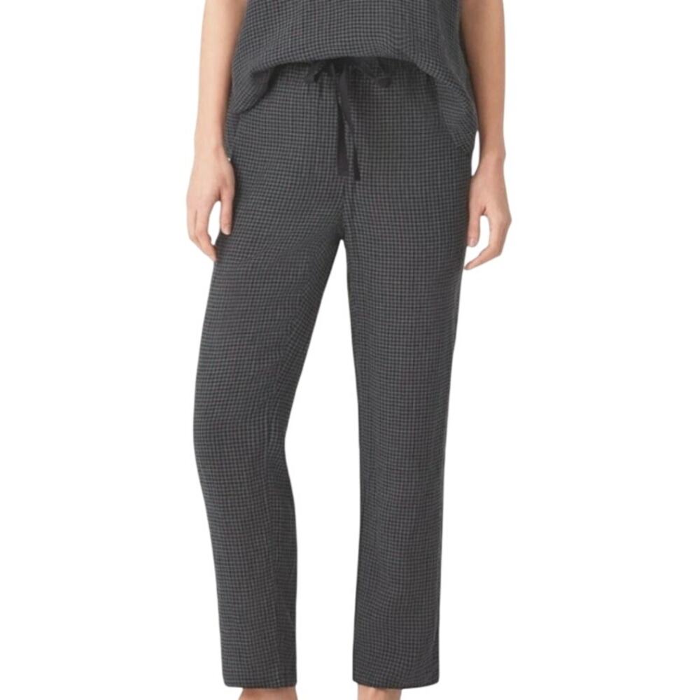 Eileen Fisher Organic Linen Gingham Pants Women M Lagenlook Art To Wear Capsule